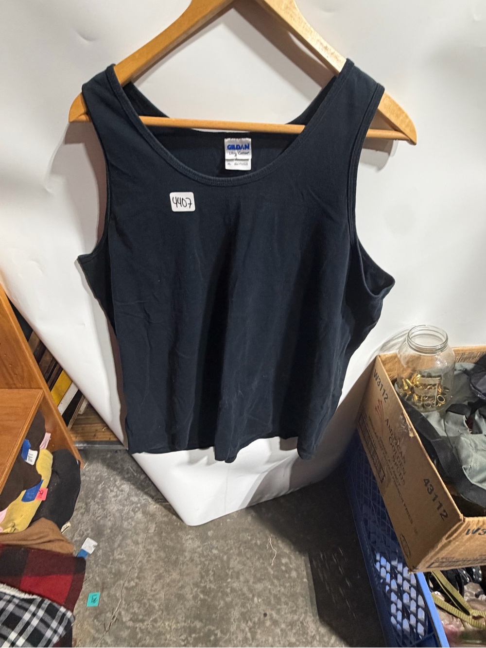 #4407-Gildan Women's Black Sleeveless Tank Top - Scoop Neck